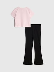 River Island Pink Bow Embellished Kickflare Top & Leggings Set - Image 2 of 5