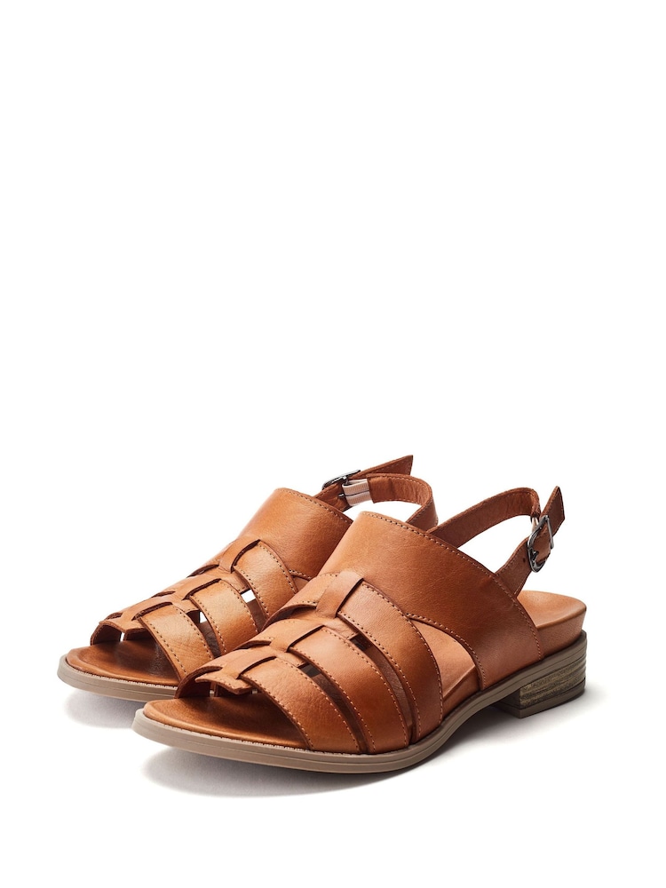 Marrón - Moda in Pelle Mere Heeled Footbed Fisherman Sandals - Imagen 2 de 4