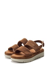 Moda in Pelle Netty Two Part Platform Leather Brown Sandals - Image 2 of 4