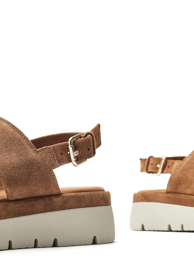 Moda in Pelle Netty Two Part Platform Leather Brown Sandals - Image 4 of 4