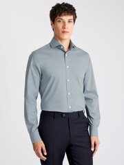 MOSS Tailored Fit Mid Blue Stretch Shirt - Image 1 of 3