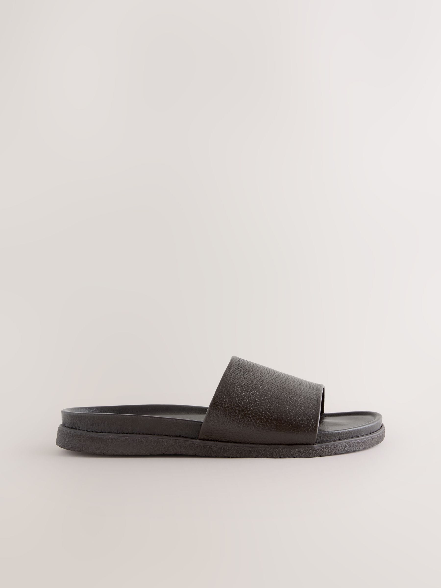 SLIPPER スライドサンダル Next：日本 ブラウン - レザー スライド サンダル from Next Japan