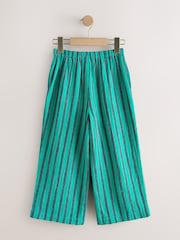 Teal/ Green Stripe - Pantaloni largi cu elastic în talie (3-16ani) - Imaginea 2 din 4