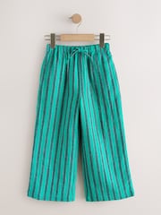Teal/ Green Stripe Pullon Wide Leg Trousers (3-16yrs) - Image 5 of 8