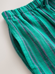 Teal/ Green Stripe Pullon Wide Leg Trousers (3-16yrs) - Image 8 of 8