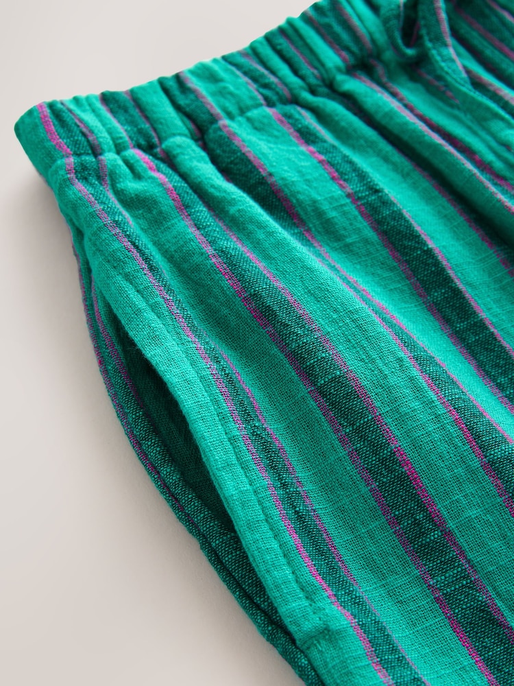 Teal/ Green Stripe Pullon Wide Leg Trousers (3-16yrs) - Image 8 of 8