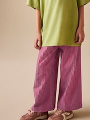 Berry Red/ Pink Stripe - Pantaloni largi cu elastic în talie (3-16ani) - Imaginea 1 din 8