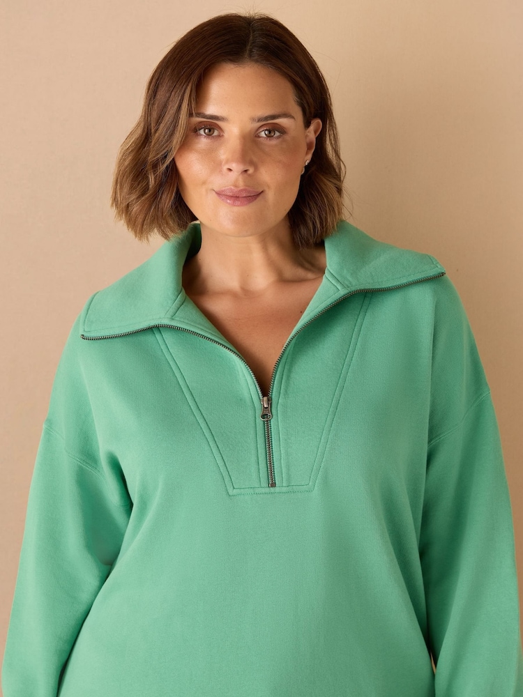 Live Unlimited Green Half Zip Sweatshirt - Image 2 of 3 Live Unlimited Green Half Zip Sweatshirt - Image 2 of 3