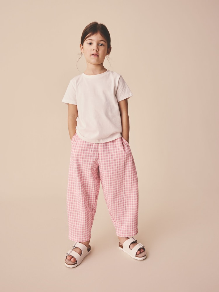 Rose Rayure - Pantalons Pullon Barrel (3-16ans) - Image 1 de 3