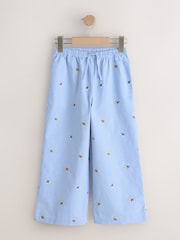 Embroidered Ditsy Blue/White Stripe - Pantaloni largi cu elastic în talie (3-16ani) - Imaginea 6 din 9