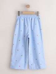 Embroidered Ditsy Blue/White Stripe - Pantaloni largi cu elastic în talie (3-16ani) - Imaginea 7 din 9