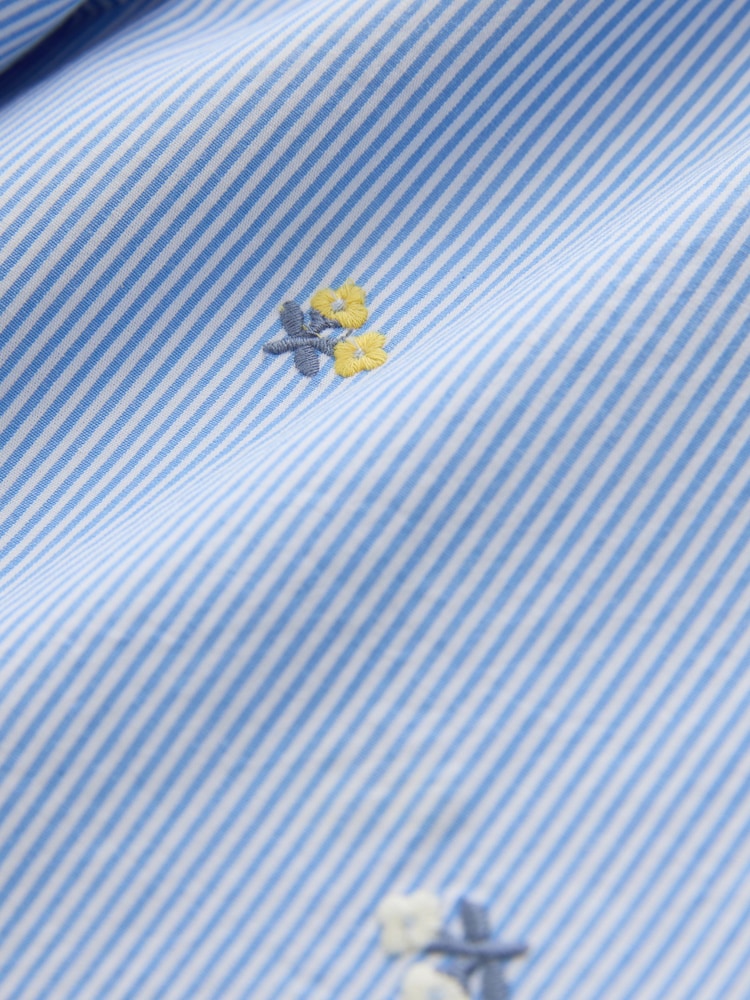 Embroidered Ditsy Blue/White Stripe - Pantaloni largi cu elastic în talie (3-16ani) - Imaginea 9 din 9