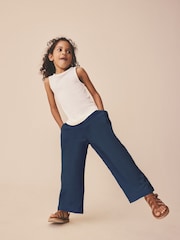 Navy Wide Leg Linen Trousers (3-16yrs) - Image 2 of 7