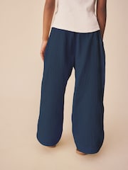Navy Wide Leg Linen Trousers (3-16yrs) - Image 3 of 7