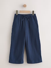 Navy Wide Leg Linen Trousers (3-16yrs) - Image 4 of 7