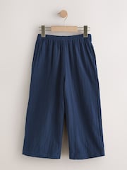 Navy Wide Leg Linen Trousers (3-16yrs) - Image 5 of 7