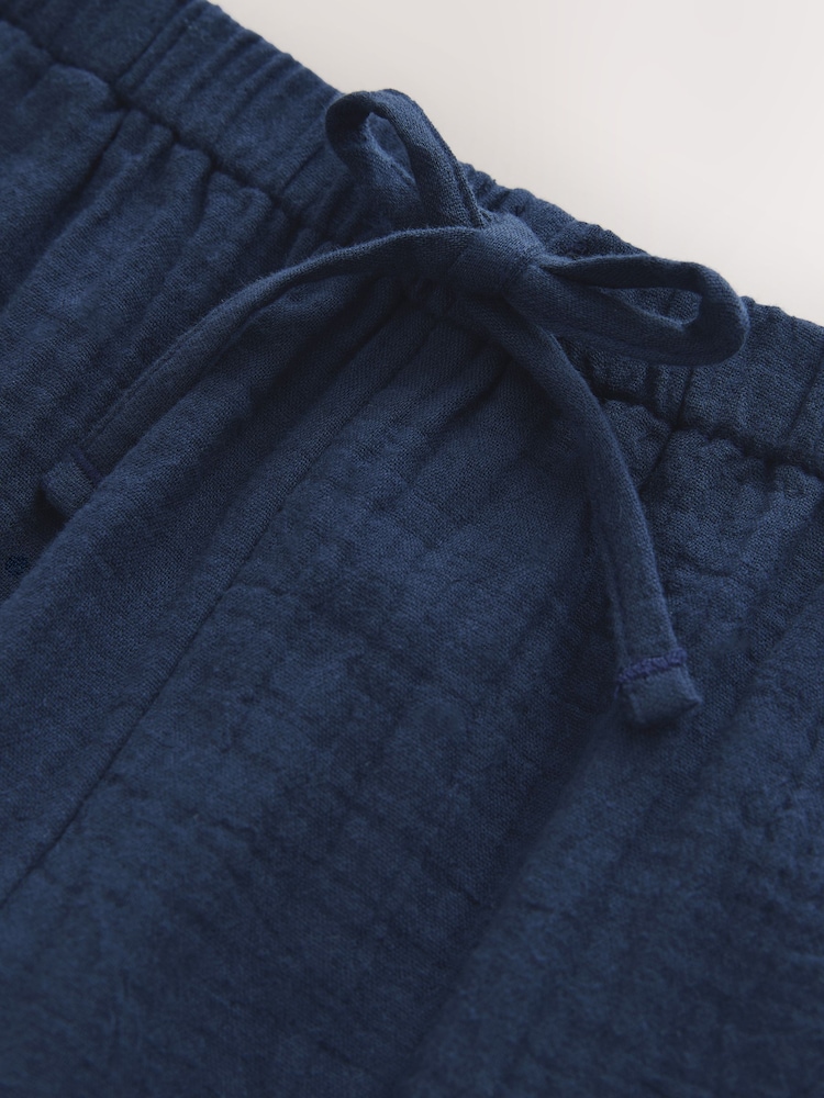 Navy Wide Leg Linen Trousers (3-16yrs) - Image 7 of 7