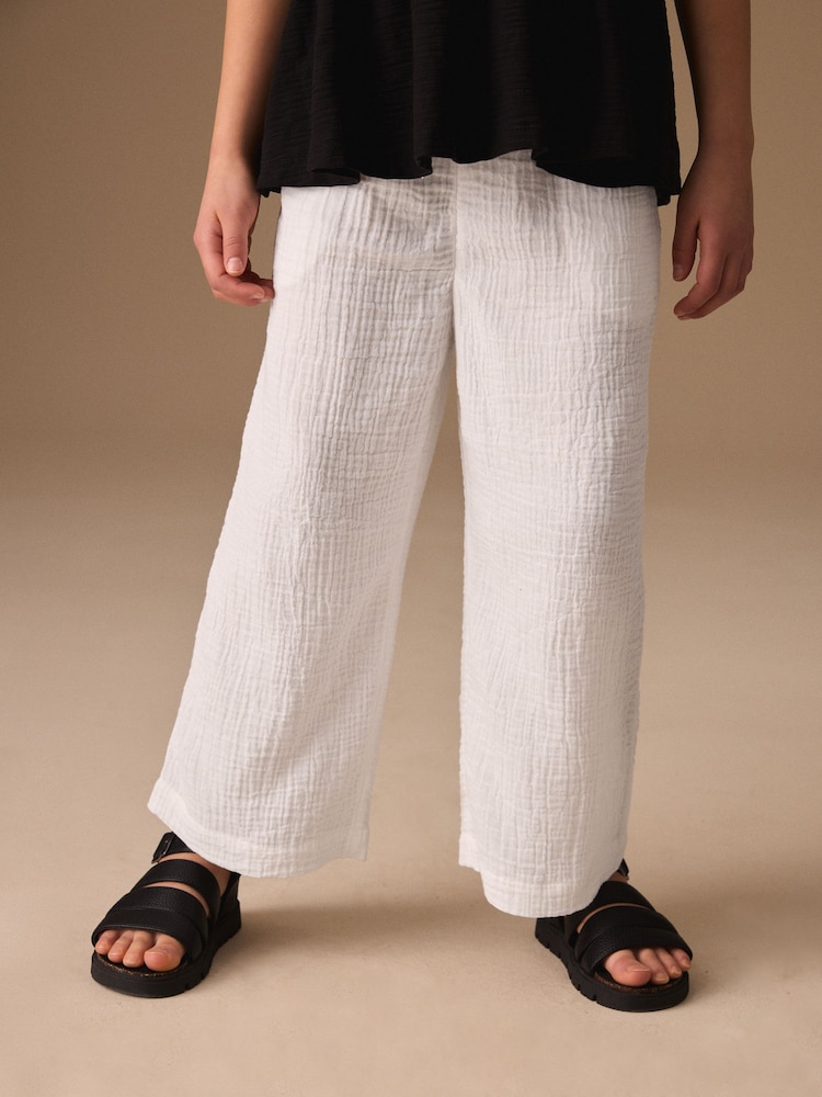 White Wide Leg Linen Trousers (3-16yrs) - Image 1 of 7