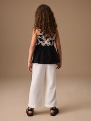 White Wide Leg Linen Trousers (3-16yrs) - Image 3 of 7