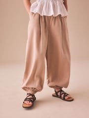 Stone Linen Cuffed Trousers (3-16yrs) - Image 1 of 4