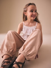 Stone Linen Cuffed Trousers (3-16yrs) - Image 4 of 4