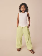 Lemon Yellow Wide Leg Linen Trousers (3-16yrs) - Image 1 of 7