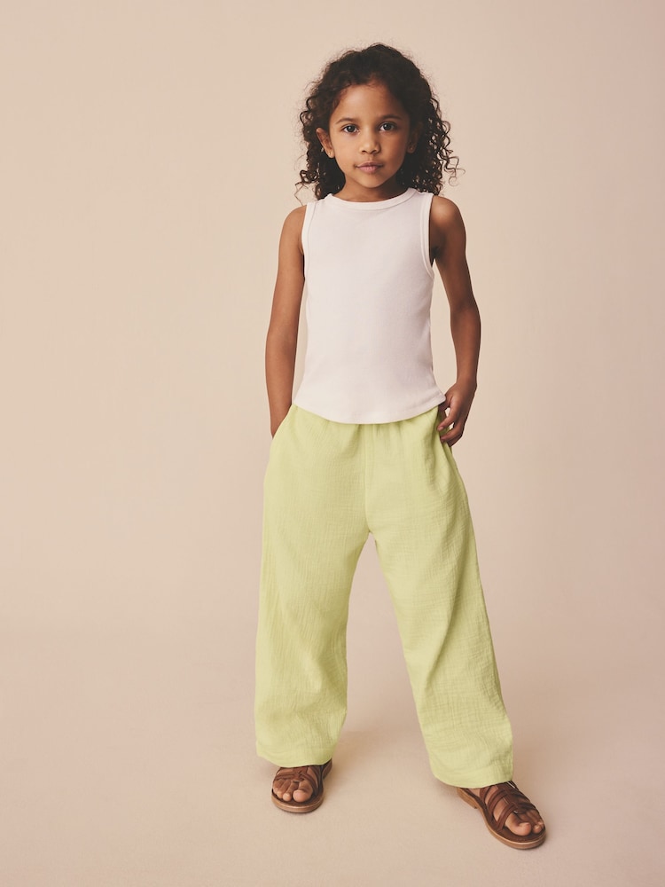 Lemon Yellow Wide Leg Linen Trousers (3-16yrs) - Image 1 of 7