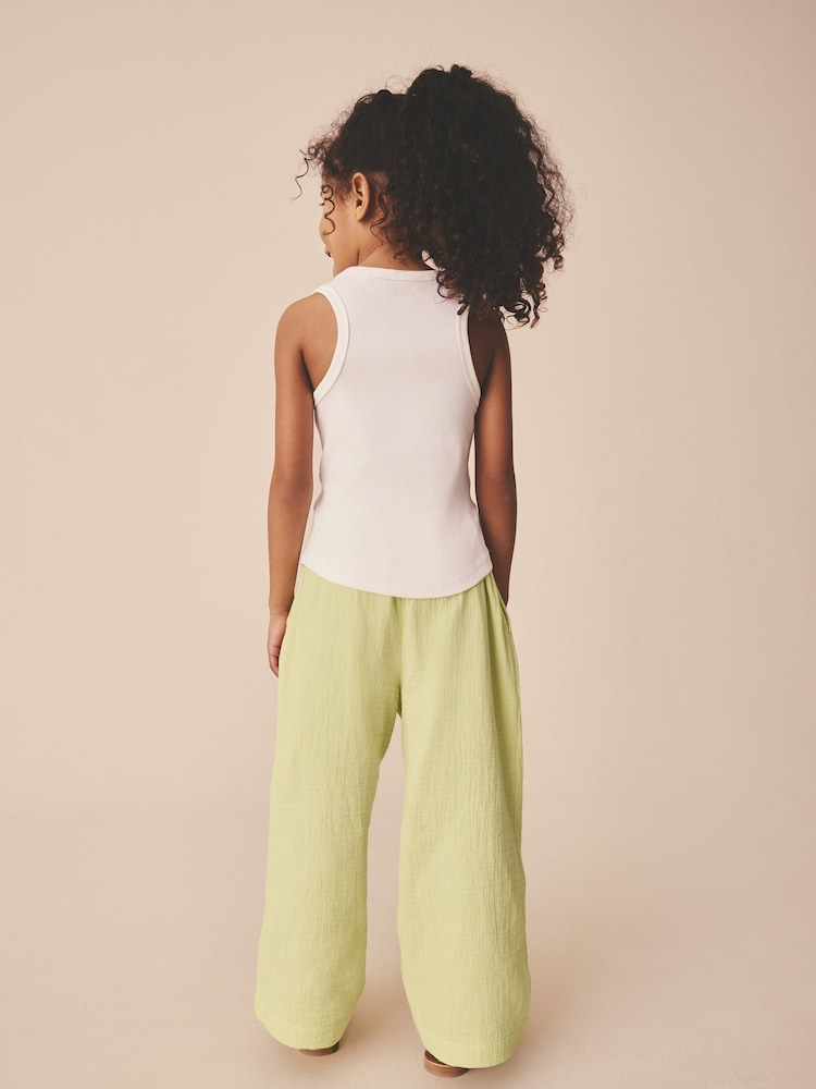 Lemon Yellow Wide Leg Linen Trousers (3-16yrs) - Image 2 of 7