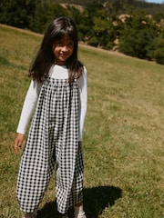 Black/ White Mono Gingham Barrel Leg Jumpsuit (3-16yrs) - Image 1 of 23