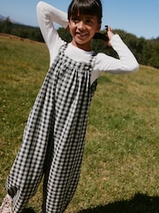 Black/ White Mono Gingham Barrel Leg Jumpsuit (3-16yrs) - Image 10 of 23