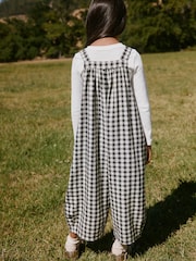 Black/ White Mono Gingham Barrel Leg Jumpsuit (3-16yrs) - Image 3 of 23