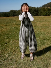 Black/ White Mono Gingham Barrel Leg Jumpsuit (3-16yrs) - Image 4 of 23