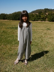 Black/ White Mono Gingham Barrel Leg Jumpsuit (3-16yrs) - Image 5 of 23