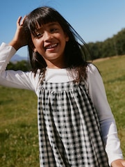 Black/ White Mono Gingham Barrel Leg Jumpsuit (3-16yrs) - Image 9 of 23
