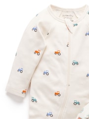 Purebaby Blue Printed Zip Growsuits 2 Pack - Image 4 of 6