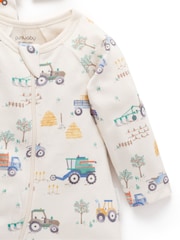 Purebaby Blue Printed Zip Growsuits 2 Pack - Image 5 of 6