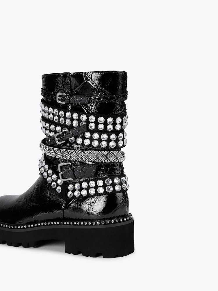Kurt Geiger London Black Multi Strap Flat Boots - Image 5 of 5