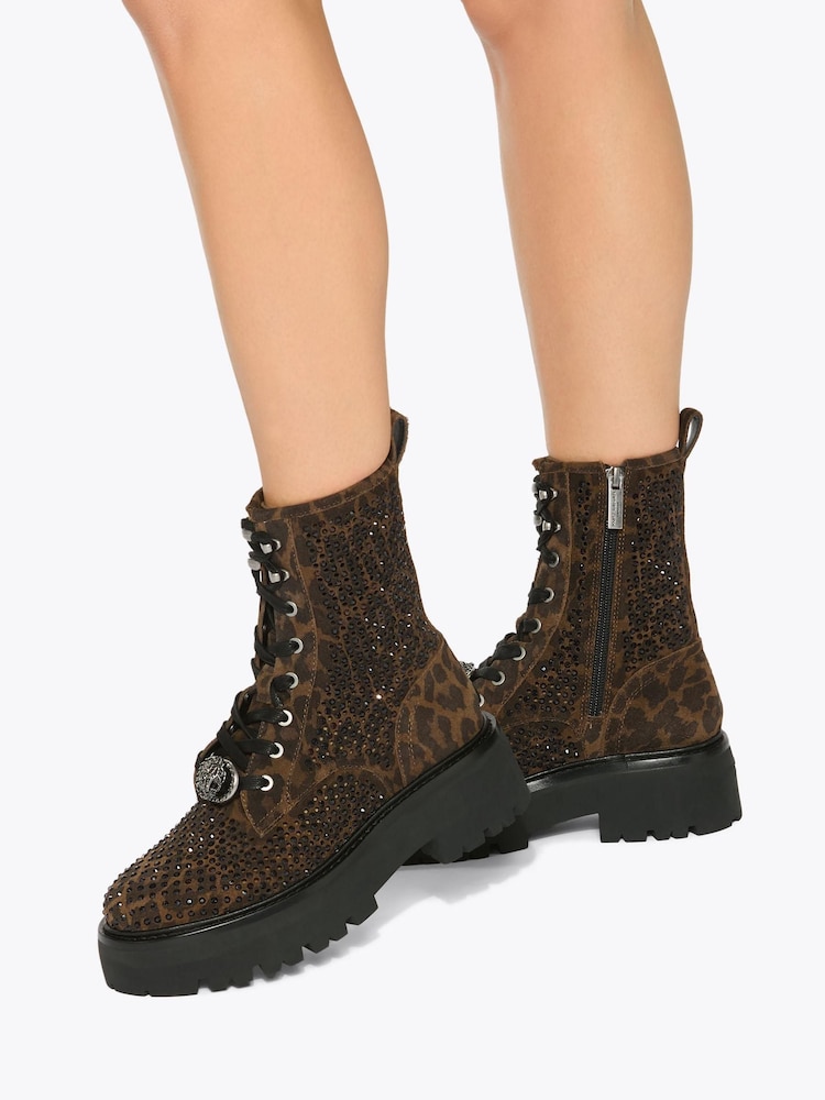 Kurt Geiger London Brown Chelsea Perf Boots - Image 1 of 5 Kurt Geiger London Brown Chelsea Perf Boots - Image 1 of 5