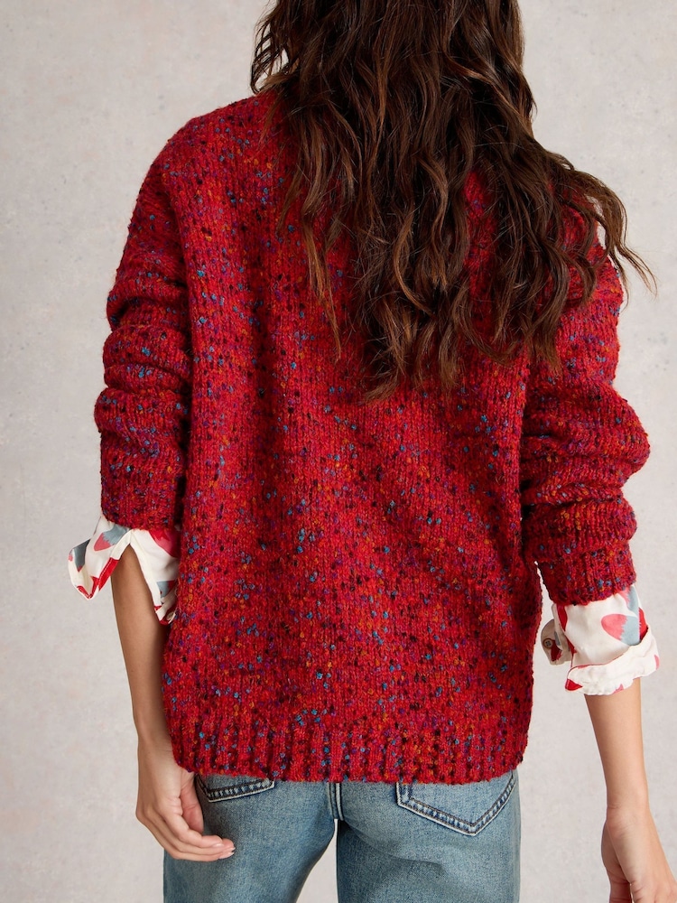 White Stuff Red Texture V-Neck Jumper - Image 2 of 6