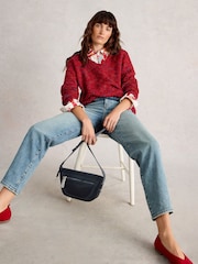 White Stuff Red Texture V-Neck Jumper - Image 3 of 6