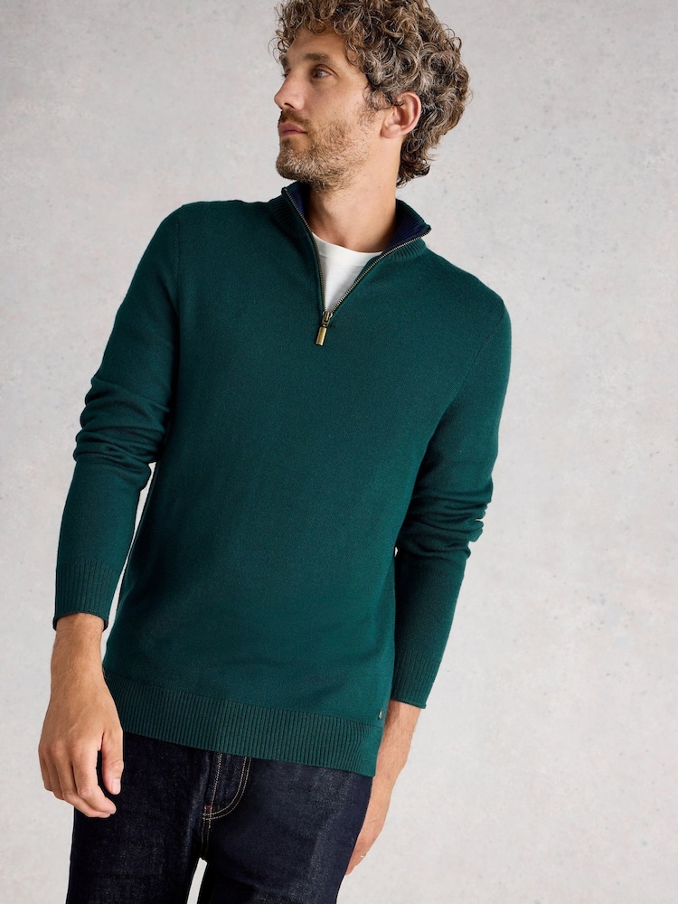 White Stuff Green Newport Merino Funnel Jumper - Image 1 of 6
