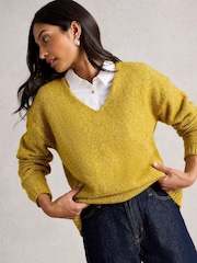 White Stuff Textured V-Neck Jumper - Imagem 1 de 6