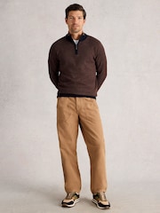 White Stuff Brown Newport Merino Jacquard Funnel Jumper - Image 1 of 6