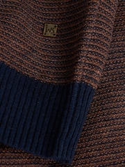 White Stuff Brown Newport Merino Jacquard Funnel Jumper - Image 6 of 6