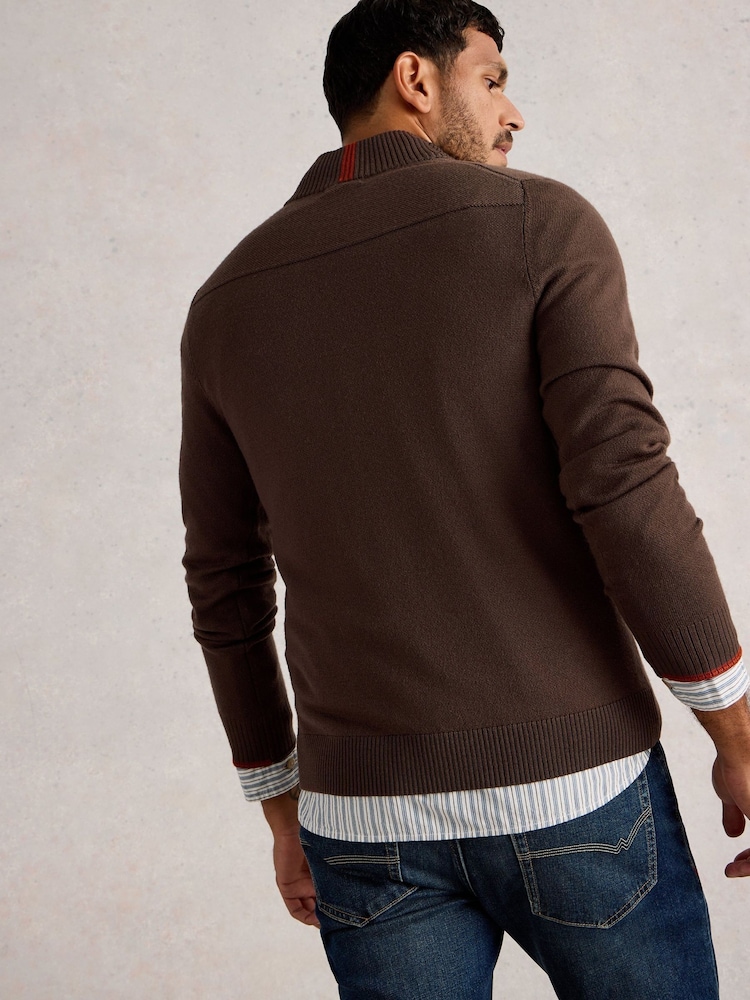 White Stuff Brown Newport Merino Funnel Jumper - Image 2 of 6
