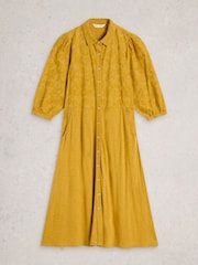 White Stuff Yellow Rua Embroidered Jersey Dress - Image 5 of 6