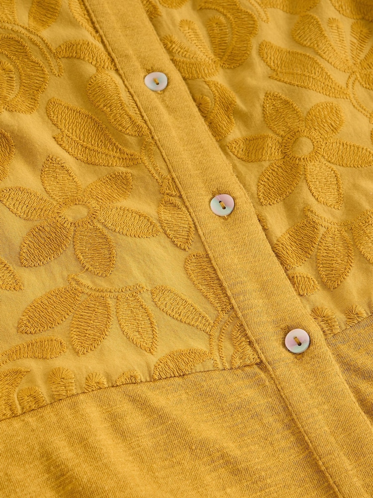 White Stuff Yellow Rua Embroidered Jersey Dress - Image 6 of 6