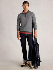 White Stuff Grey Newport Merino Jacquard Funnel Jumper - Image 1 of 6