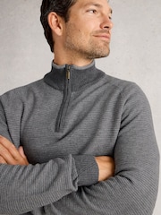 White Stuff Grey Newport Merino Jacquard Funnel Jumper - Image 2 of 6