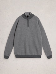 White Stuff Grey Newport Merino Jacquard Funnel Jumper - Image 5 of 6